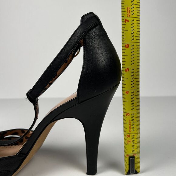 Jessica Simpson Jeraldine Black Strappy Heels Leather Sandals 4.5" Heel Sz 10M - Picture 8 of 8